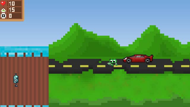 Bioma de montanhas no jogo PypeDolls com carro em destaque durante a gameplay